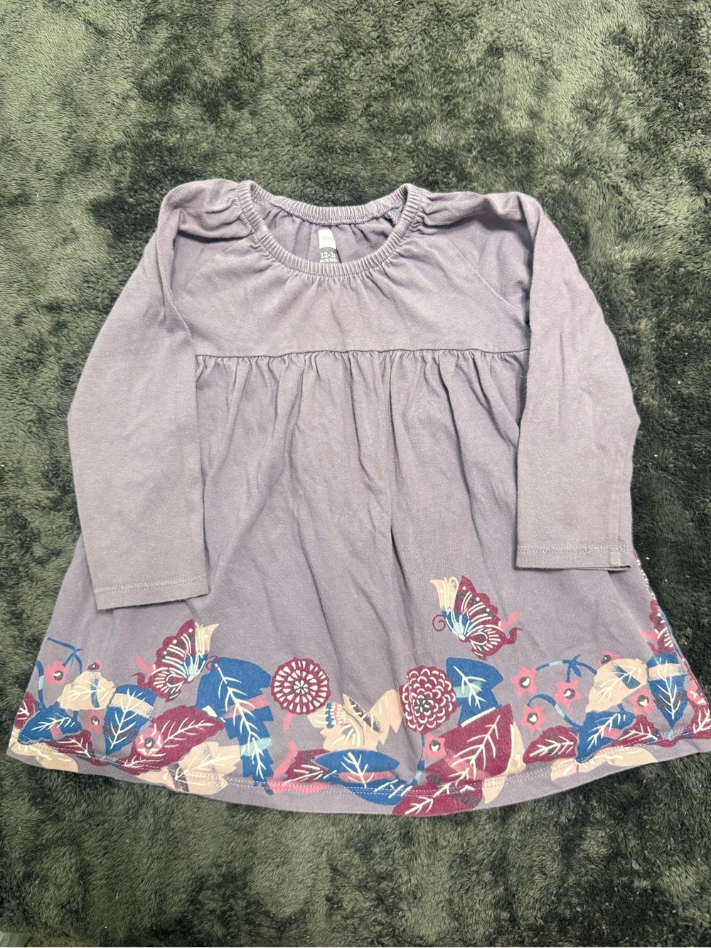Tea Collection Purple Floral Dress 12-18M Long Sleeve